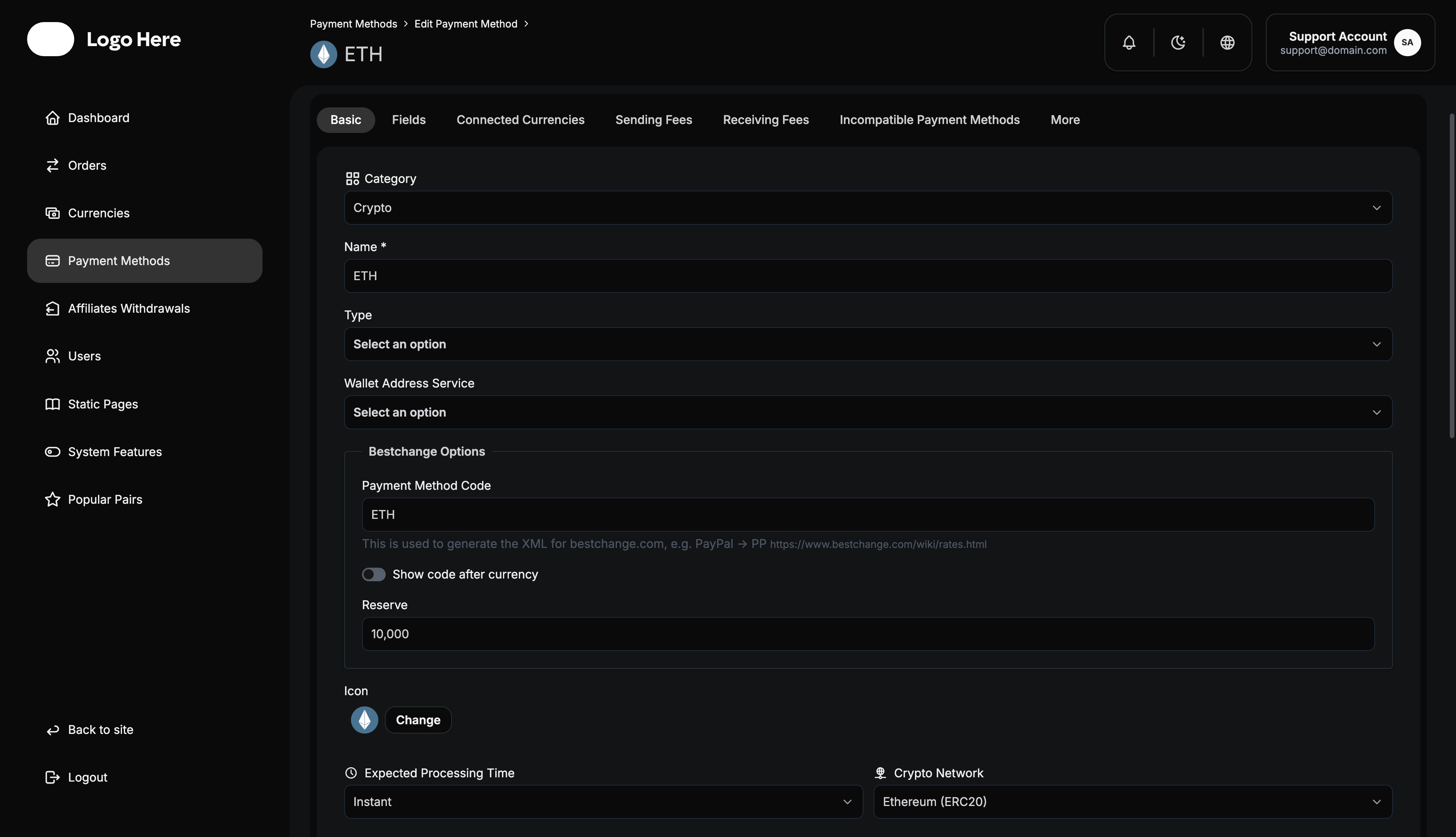 Payment Method Configuration